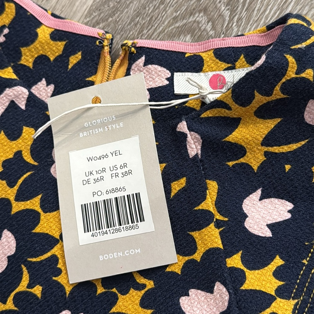 BODEN Louise Textured Midi Dress Tuscan Sun Bloom Stamp Print Size 6 - Picture 3 of 5